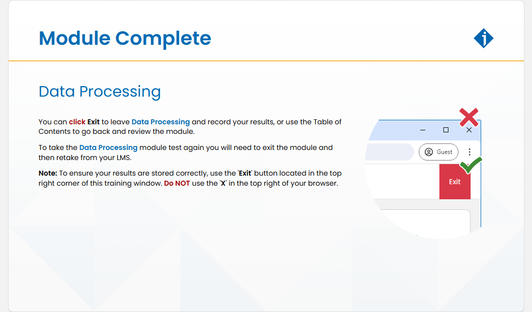 Data Processing Module Test: Data Processing - Module Complete screenshot