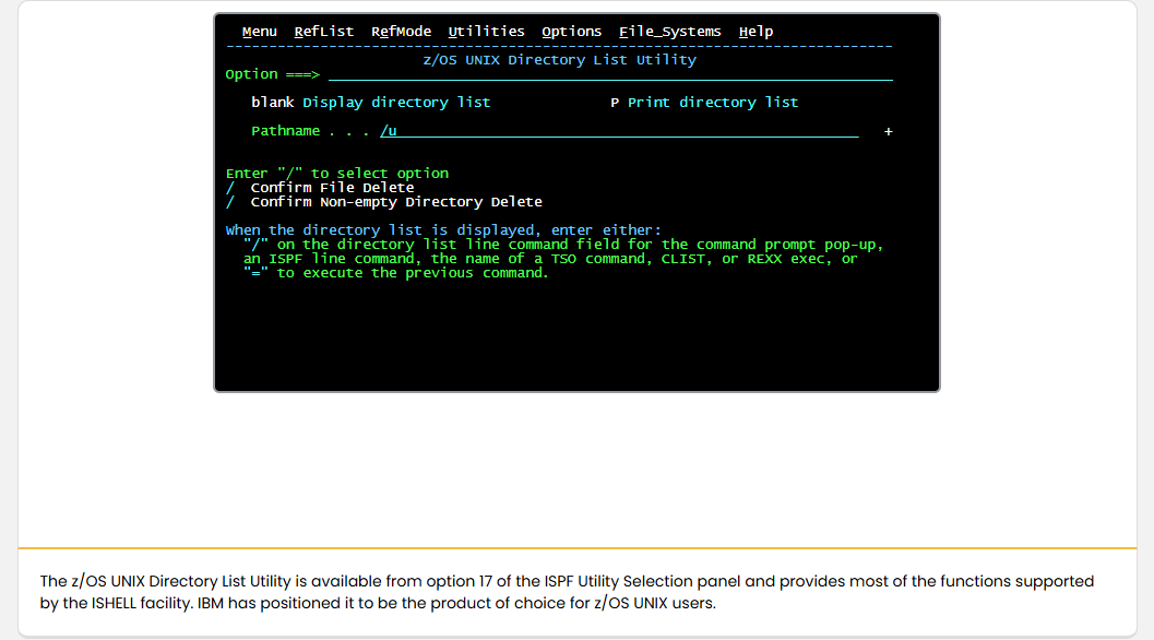 Mainframe Security and Data Access Mainframe Access: Mainframe Security and Data Access - Unix Directory List Utility screenshot