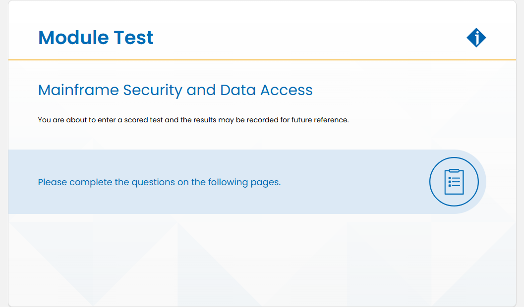 Mainframe Security and Data Access Module Test: Mainframe Security and Data Access - Module Test screenshot