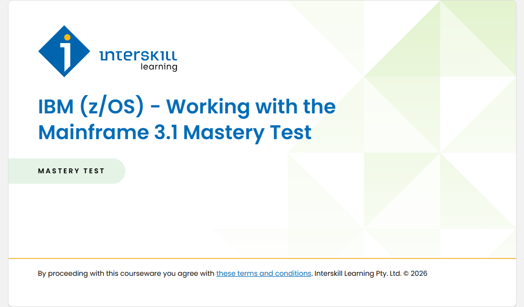 IBM (z/OS) - Working with the Mainframe 3.1 Mastery Test IBM (z/OS) - Working with the Mainframe 3.1 Mastery Test - IBM (z/OS) - Working with the Mainframe 3.1 Mastery Test screenshot
