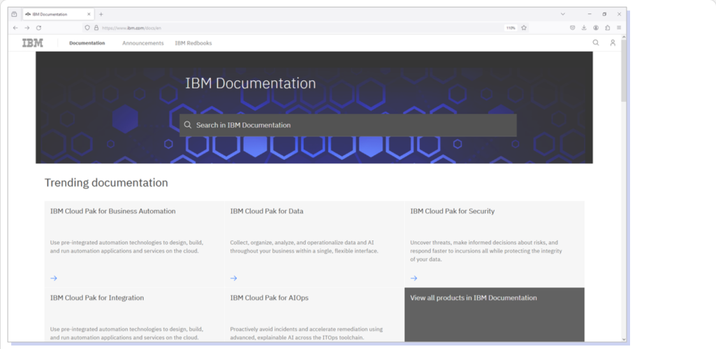 z/OS Documentation IBM Documentation Webpages: z/OS Documentation - IBM Documentation screenshot