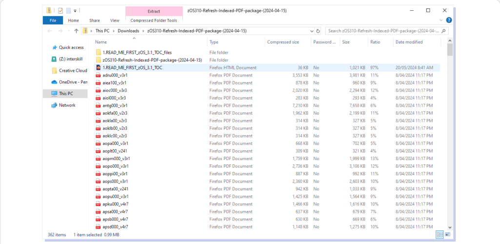 z/OS Documentation IBM Documentation Webpages: z/OS Documentation - PDF Documents screenshot