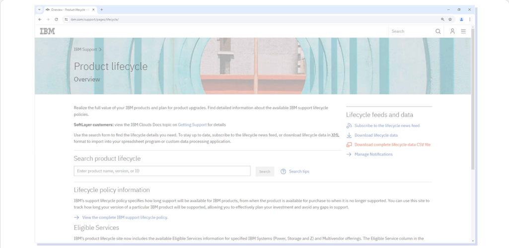 z/OS Documentation Other Resources: z/OS Documentation - Software Product Lifecycle screenshot