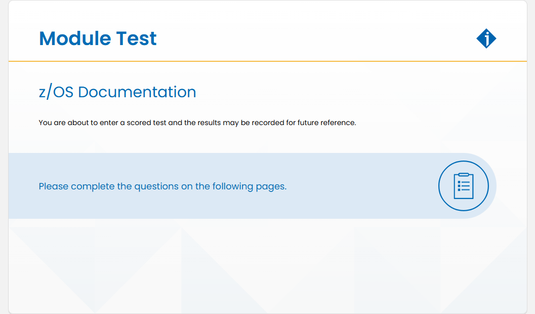 z/OS Documentation Module Test: z/OS Documentation - Module Test screenshot